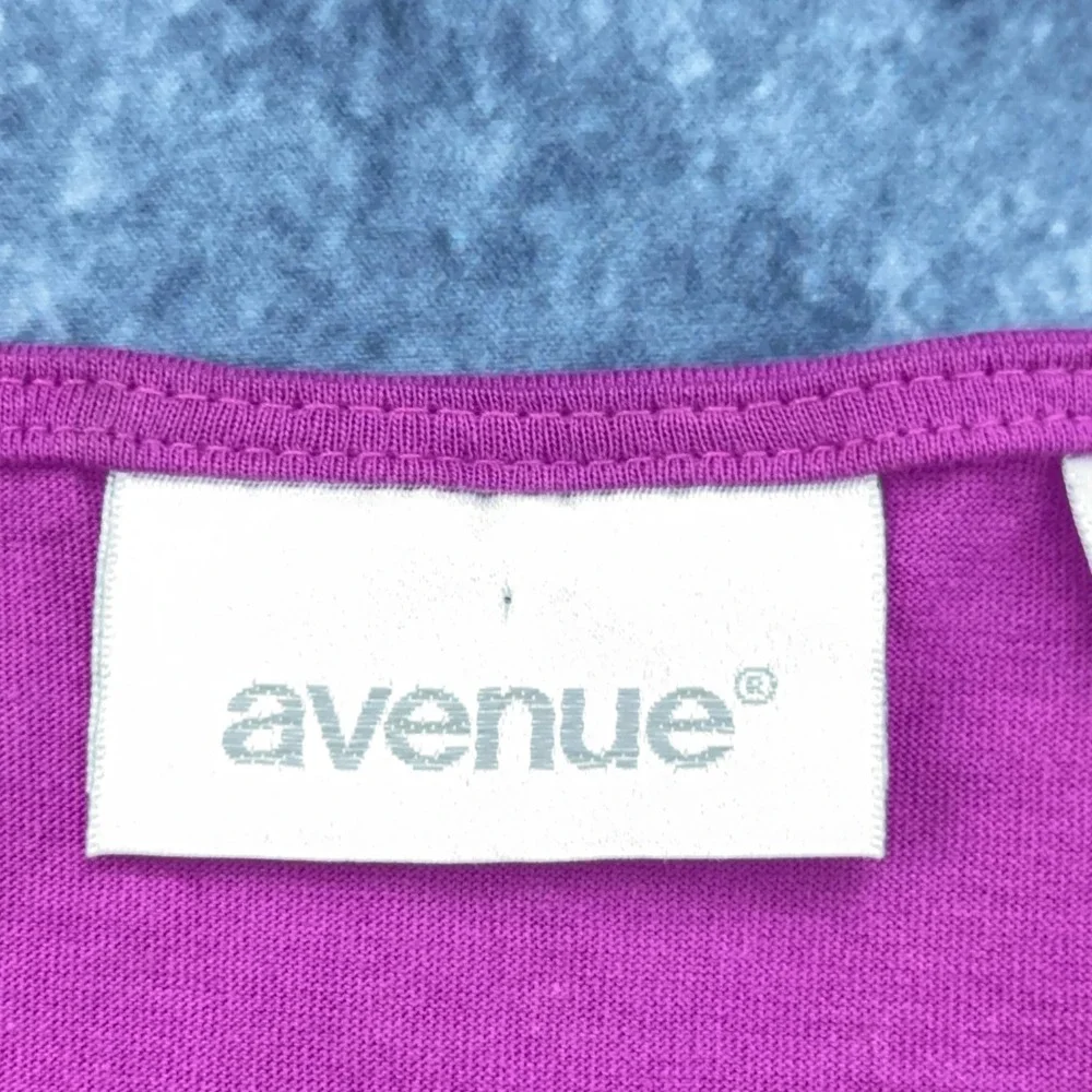 Avenue Plus Size 22/24 Magenta Pink Ruched Banded Hem Scoop Neck Knit Top Blouse - Picture 5 of 8